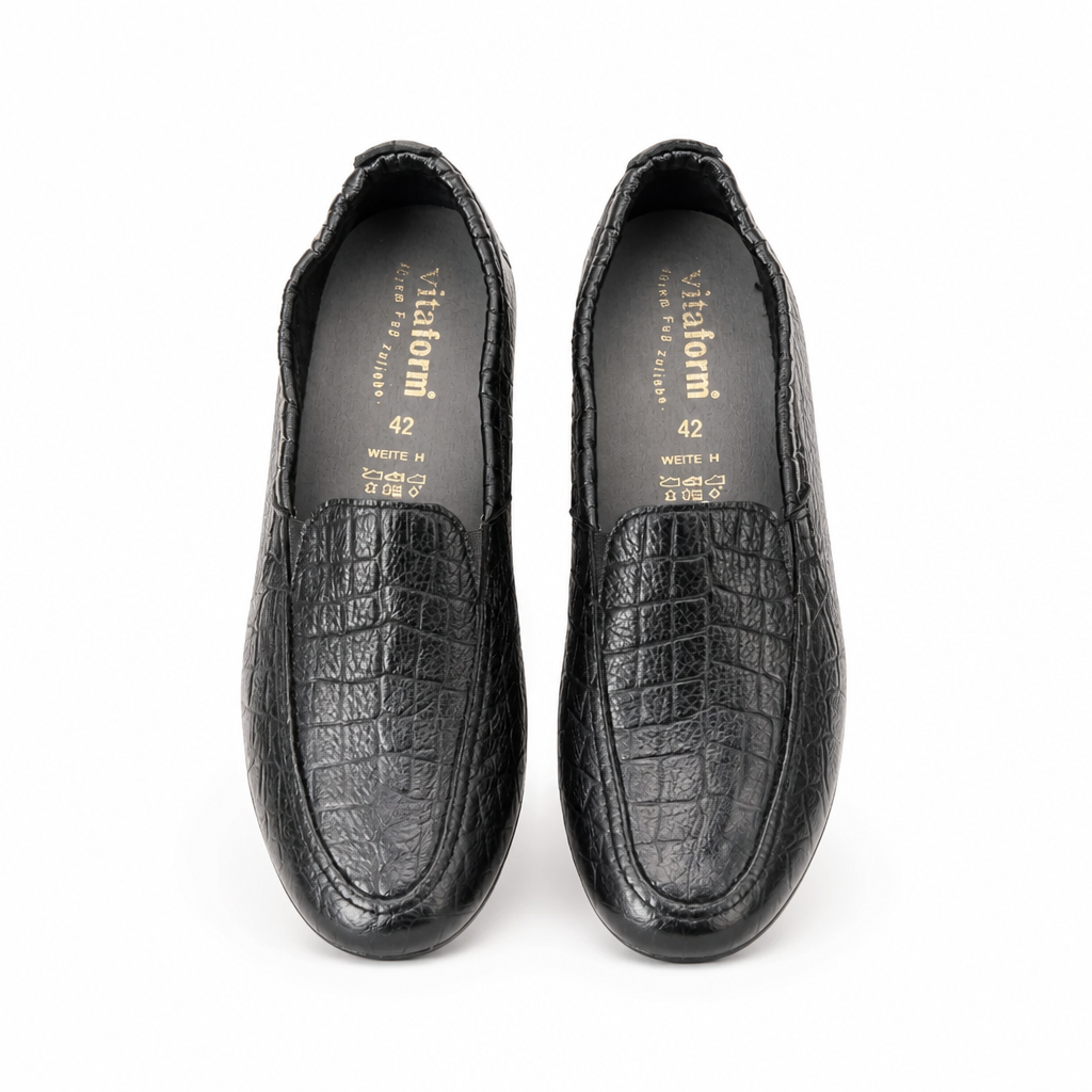Vitaform Men’s Premium Embossed Leather Loafers – Metallic Grey  42 EU / 8 UK